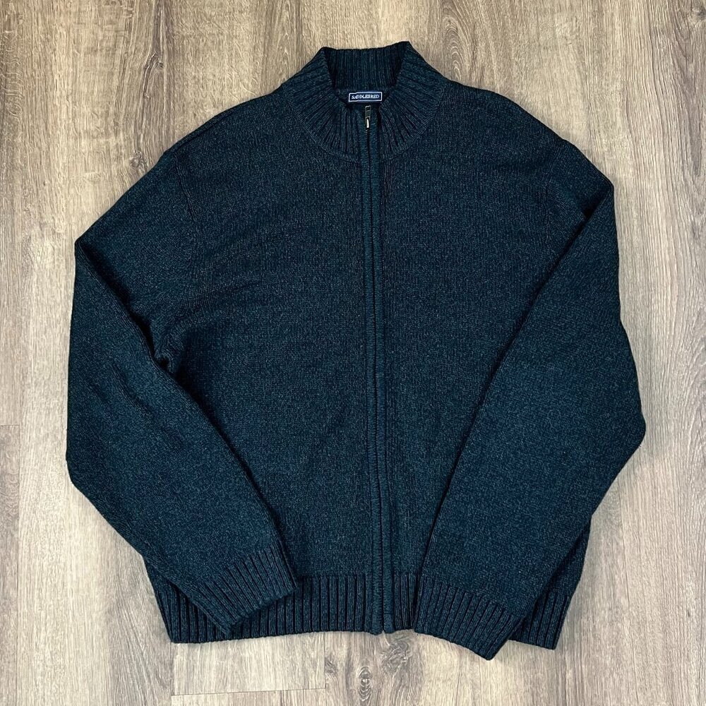 EUC Saddlebred Gray Cotton Zip Mock Neck Sweater Sz XL